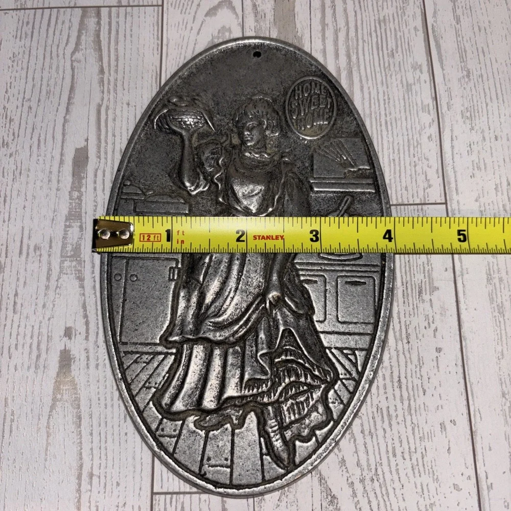 Vintage Carson Bun Warmer Home Sweet Home Pewter Farmhouse Decor Wall Plaque